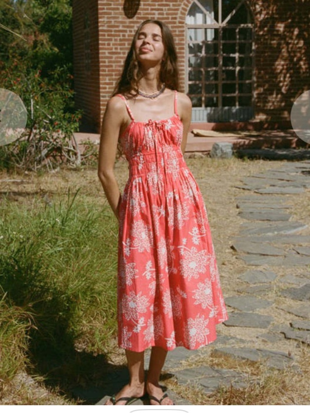 Ciao Lucia Gabriela Dress Italian Sundress Spaghetti Strap Floral Smocking XL